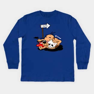 Funny Scary Twin Savage Cat And Dog Macabre For Animal Lovers Kids Long Sleeve T-Shirt